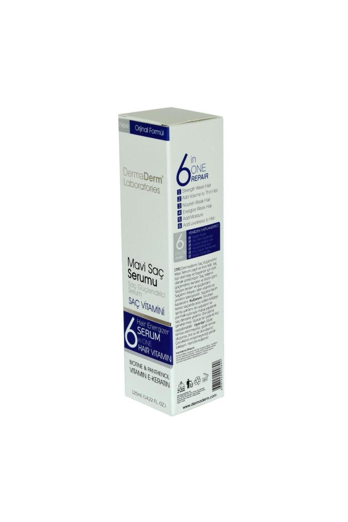 Dermaderm Mavi Saç Serumu Saç Güçlendirici Biotin Keratin 125Ml