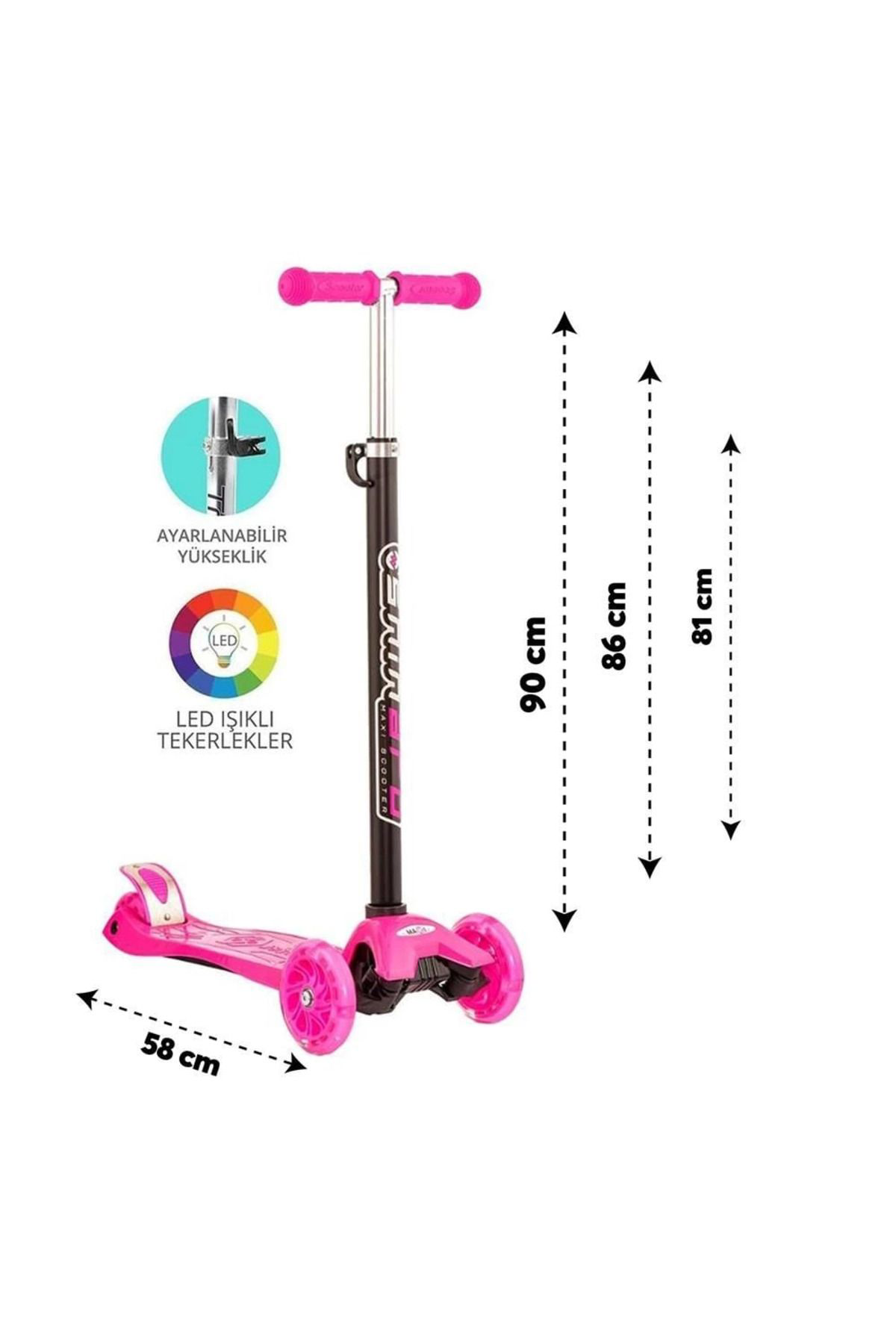 Yusuftex Maxi Twist İşikli Scooter Pembe
