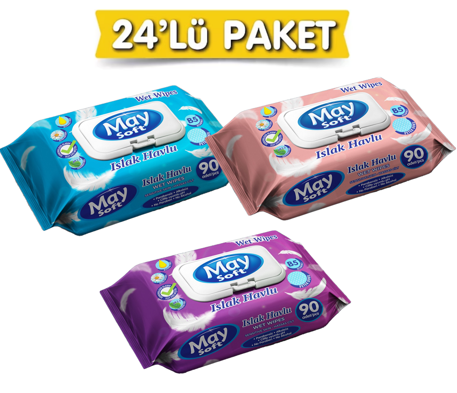 Maysoft  İslak Mendil 90'Li  X24 Adet