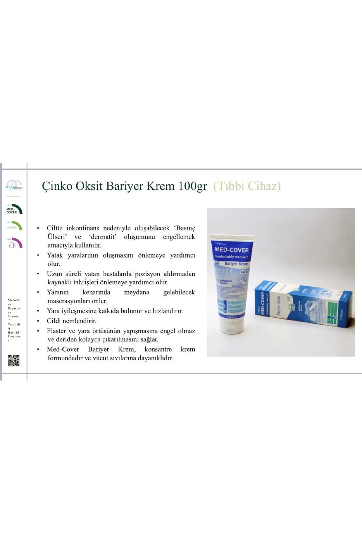 Medcover Med-Cover Bariyer Krem 100 Gr - Koruyucu Bariyer Kremi - 1 Adet