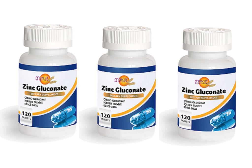 Meka Nutrition  Zinc Gluconate 120 Tablet - Çinko Glukonat 3 Kutu
