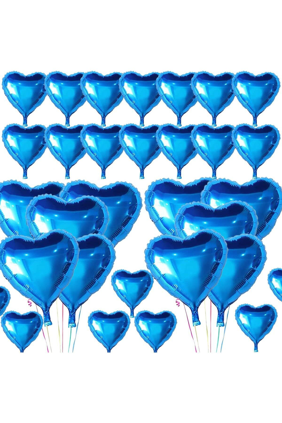 Robotrend Metalize Parlak Mavi Kalp Şekilli Uçan Balon Folyo 18 İnç 45 Cm 2
