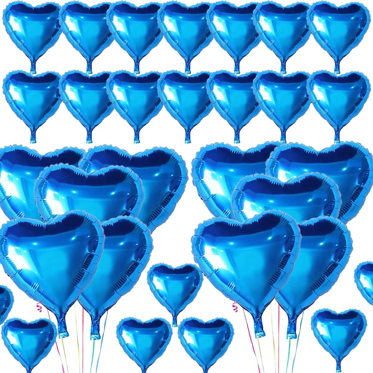 Metalize Parlak Mavi Kalp Şekilli Uçan Balon Folyo 18 inç 45 cm 2