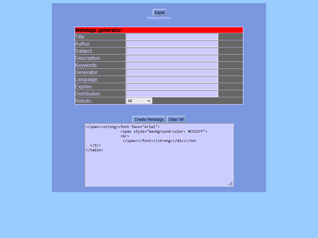 Harun Pehlivan  Metatag Builder