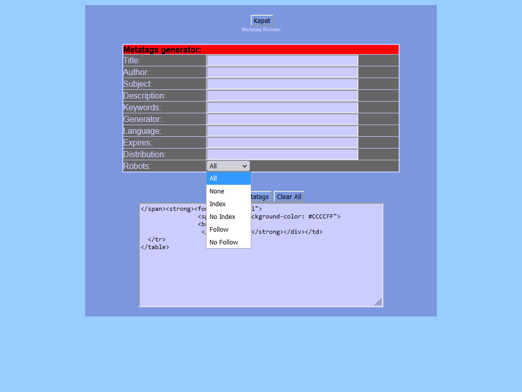 Harun Pehlivan  Metatag Builder