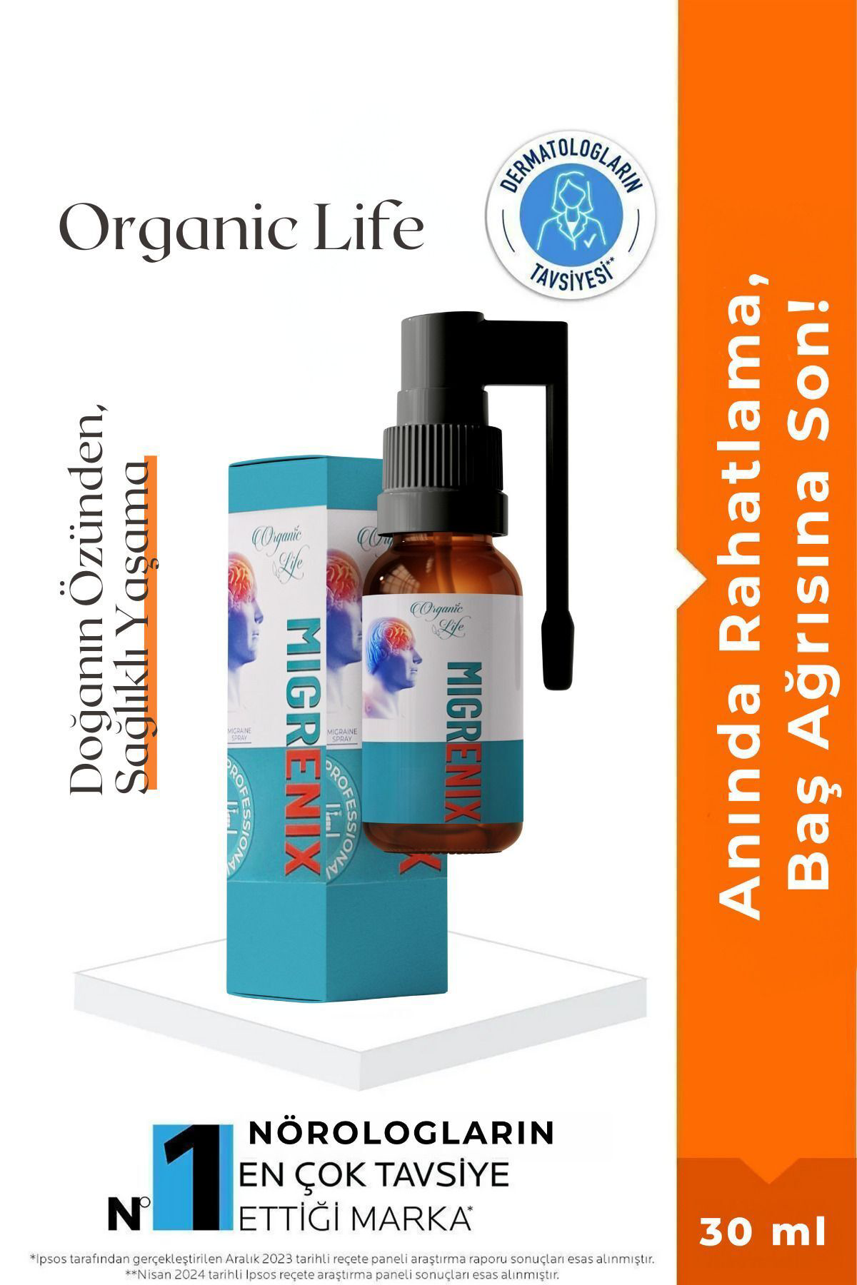 Organic Life Migrenn Spreyi Migrennixx Stress Kaygi Spreyi Migraine Spray 30Ml