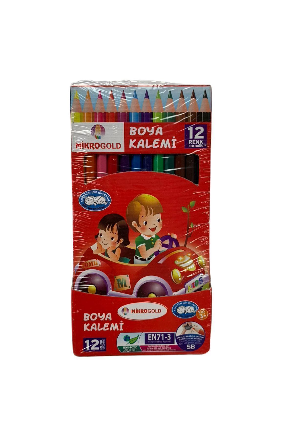 Mikrogold Mikro Gold 12 Renk Tam Boy Kuru Boya Kalemi