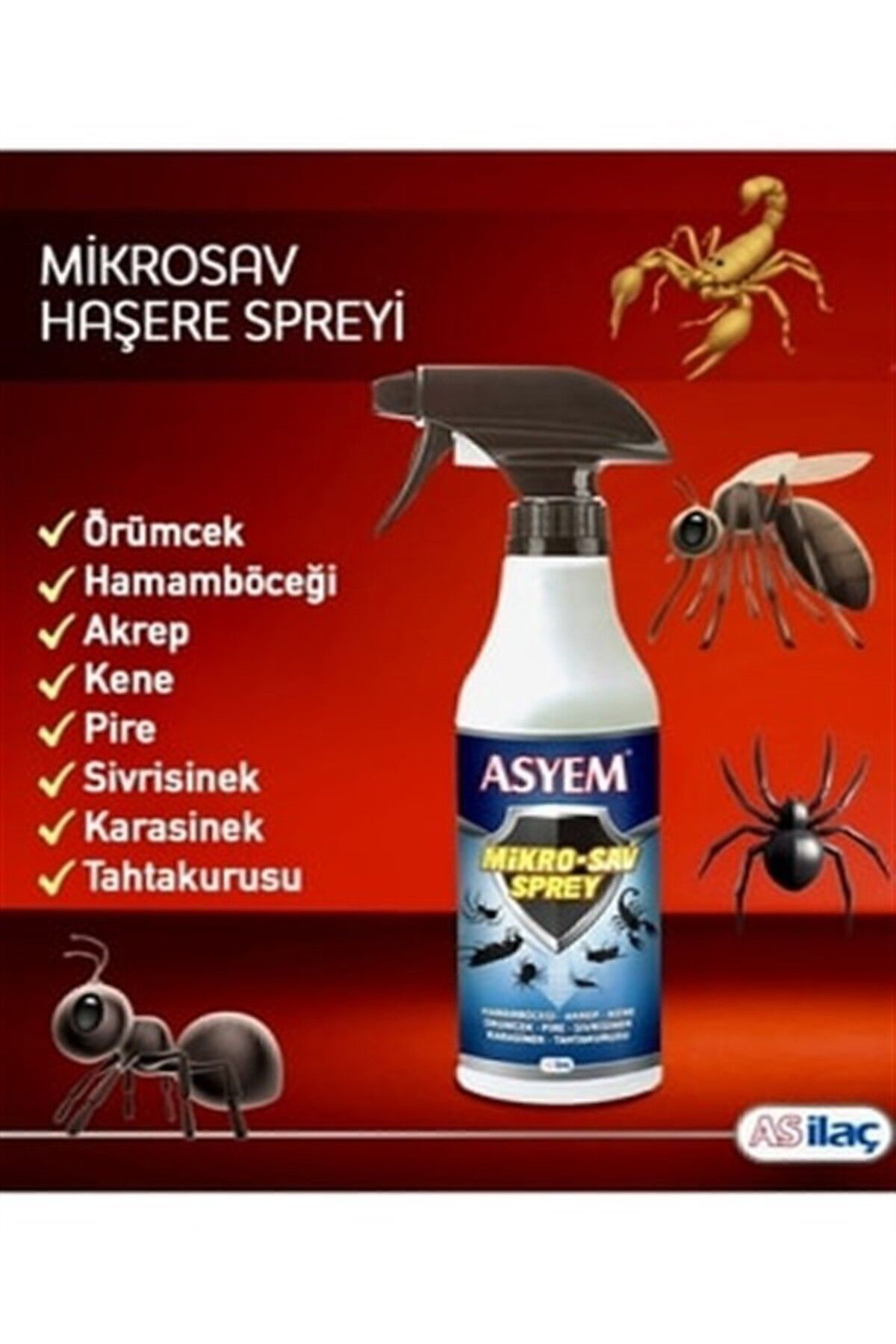 As Mikro Sav Sprey(Kene-Hamam Böceği-Akrep-Örümcek-Pire-Sivrisinek -