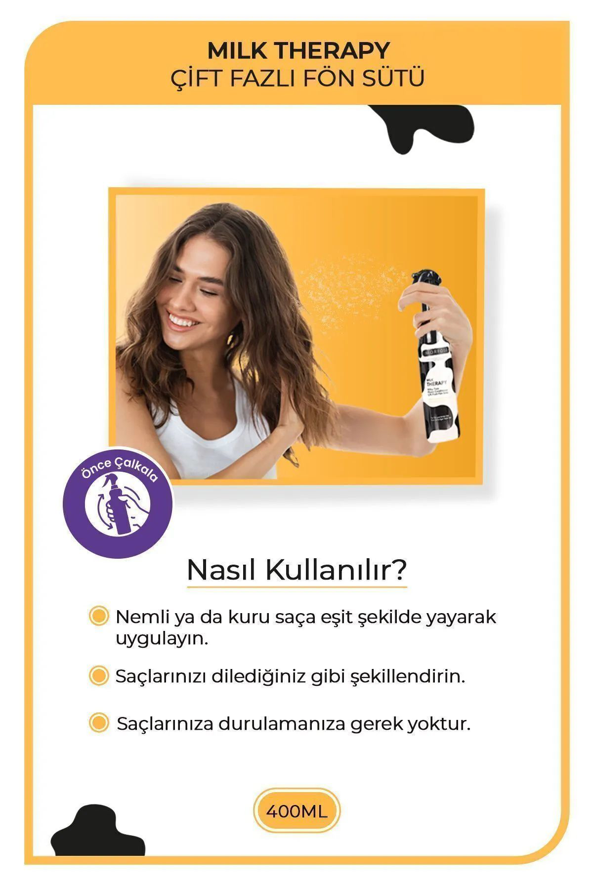 Just Cheap Store Milk Therapy Çift Fazli Kondisyoner Fön Suyu 400 Ml - Mrfs