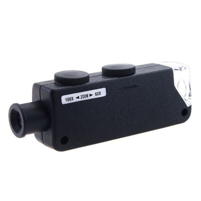 Evimdeyokyok Mini 60X 100X Zoom Lens Odak Taki Led Cep Mikroskop Büyüteç Tdrtr