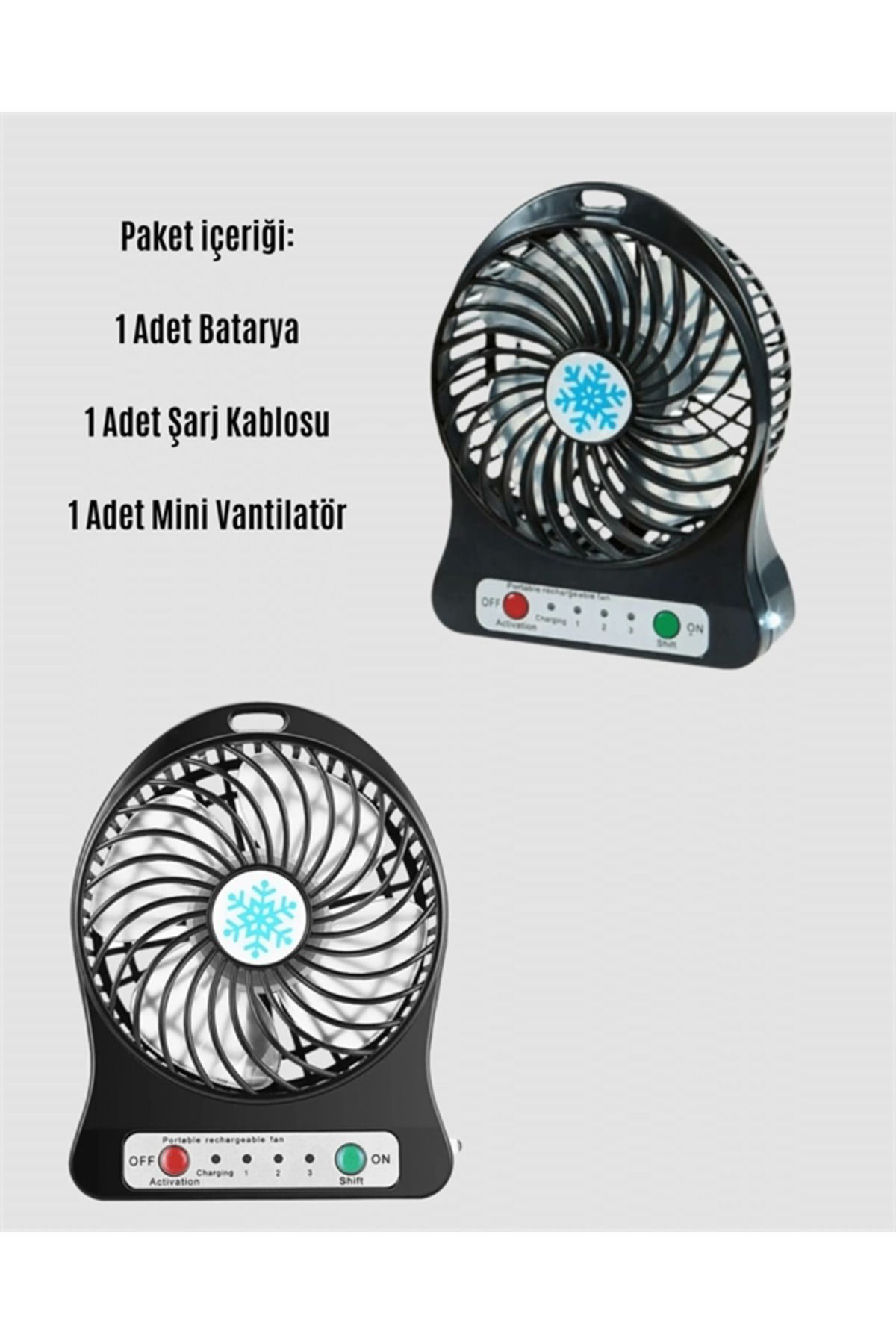 Pamiravm Mini Usb Fan – Şarj Edilebilir, İşikli, 3 Kademe, Taşinabilir Mas