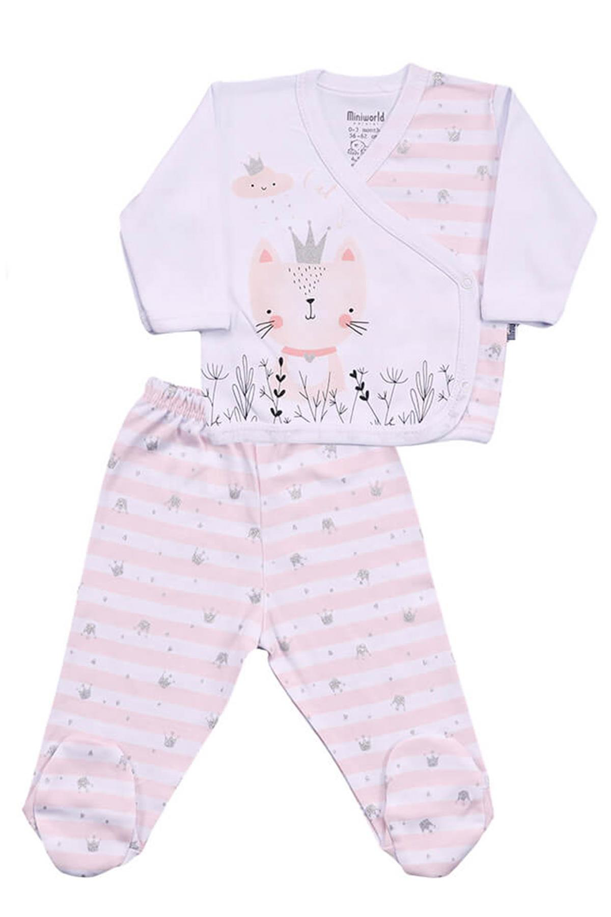Dear Enika Miniworld Kiz Bebek Kedi Temali Pembe 0-3 Ay 5'Li Hastane Çikiş T