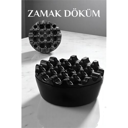 Modacar Kapaklı Zamak Döküm Yuvarlak Küllük Metal Kül Tablası - K