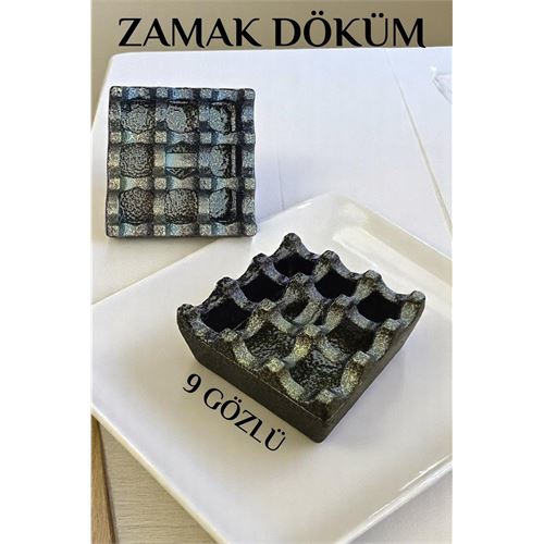 Modacar Kapaklı Zamak Döküm Kare Küllük Metal Kül Tablası - Kafe