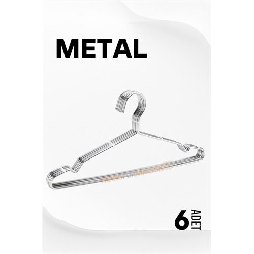 Modacar Metal Elbise Askısı Ekonomik 6 Adet Askı Seti