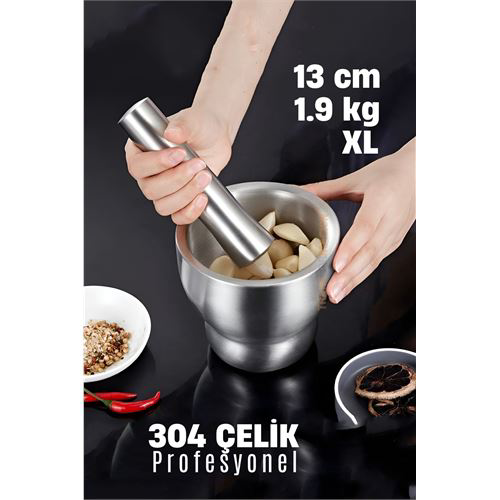 Modacar XL 13 CM Sarımsak Ezici Sarımsak Havanı 304 Paslanmaz Çel