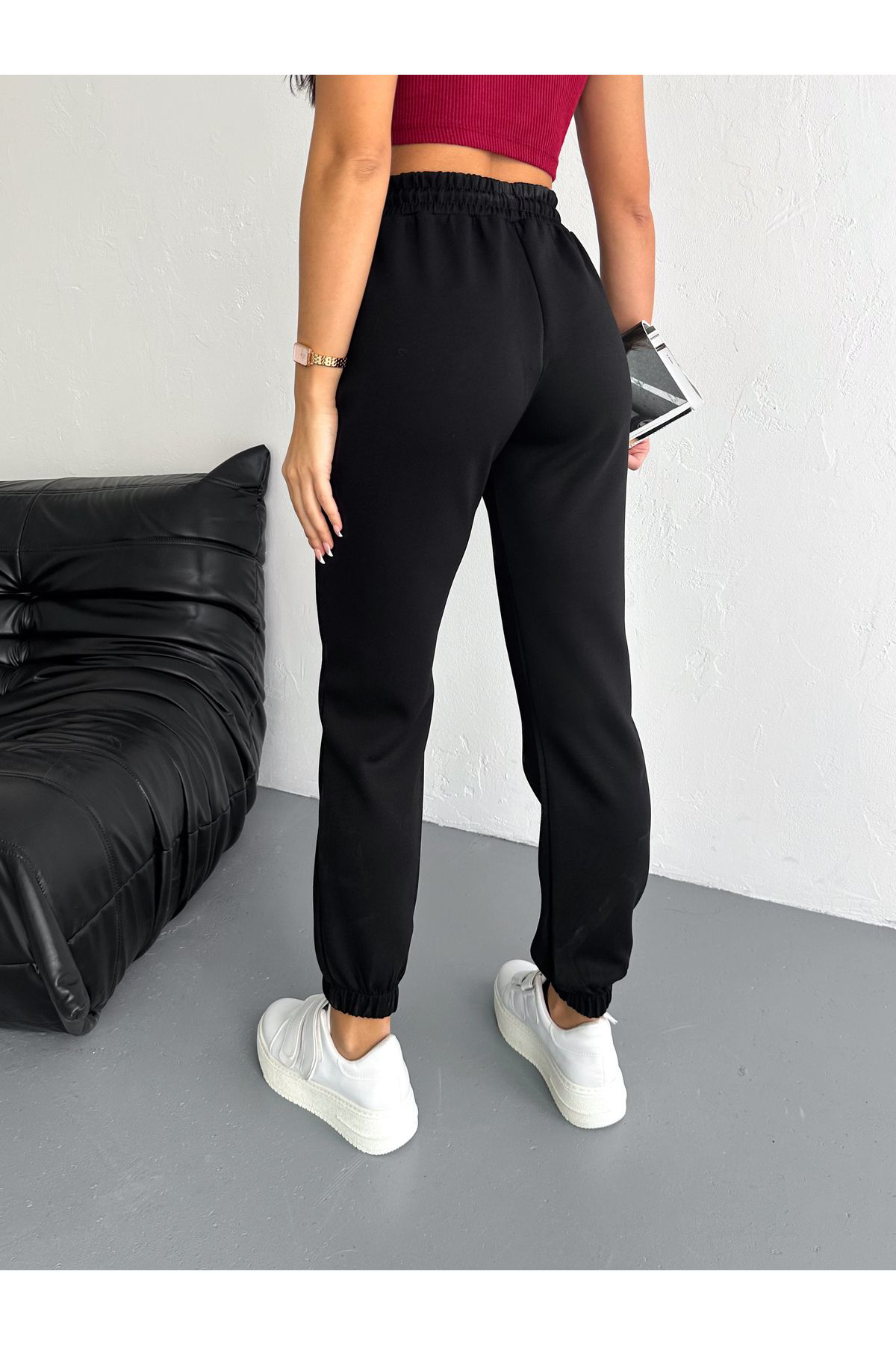 Fiolin Modal Kumaş  Yumuşak Doku Yüksek Bel Basic Jogger Eşofman Alti