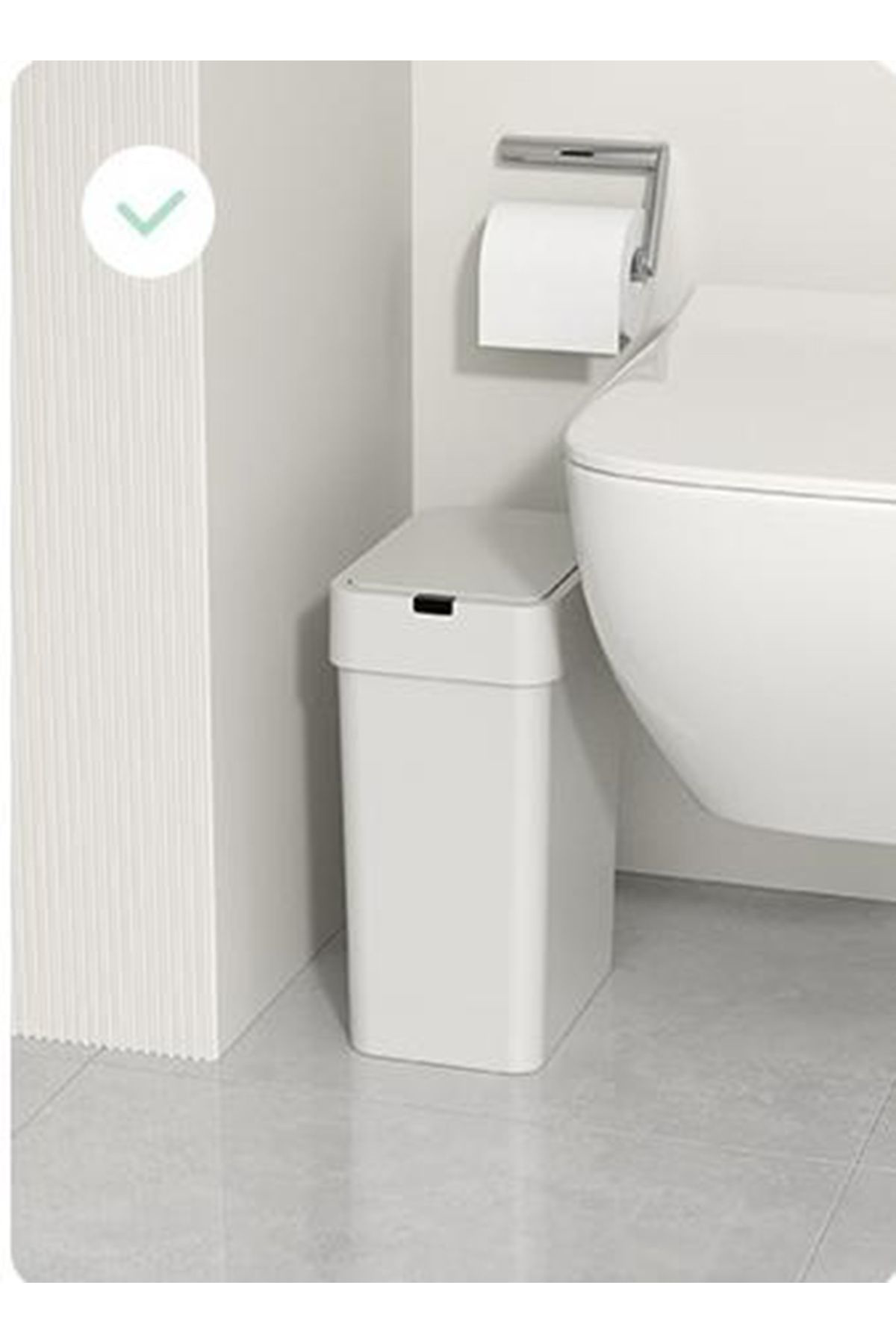 Ferah Plastik Modern Beyaz Dikdörtgen Sensörlü Çöp Kutusu - Minimalist Pratik T