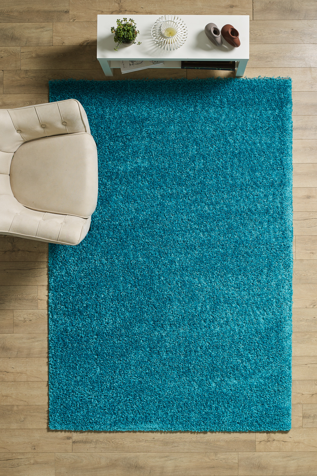 Anaska Home Modern Tasarim Uzun Tüylü Peluş Turkuaz Shaggy Oturma Odasi Salon