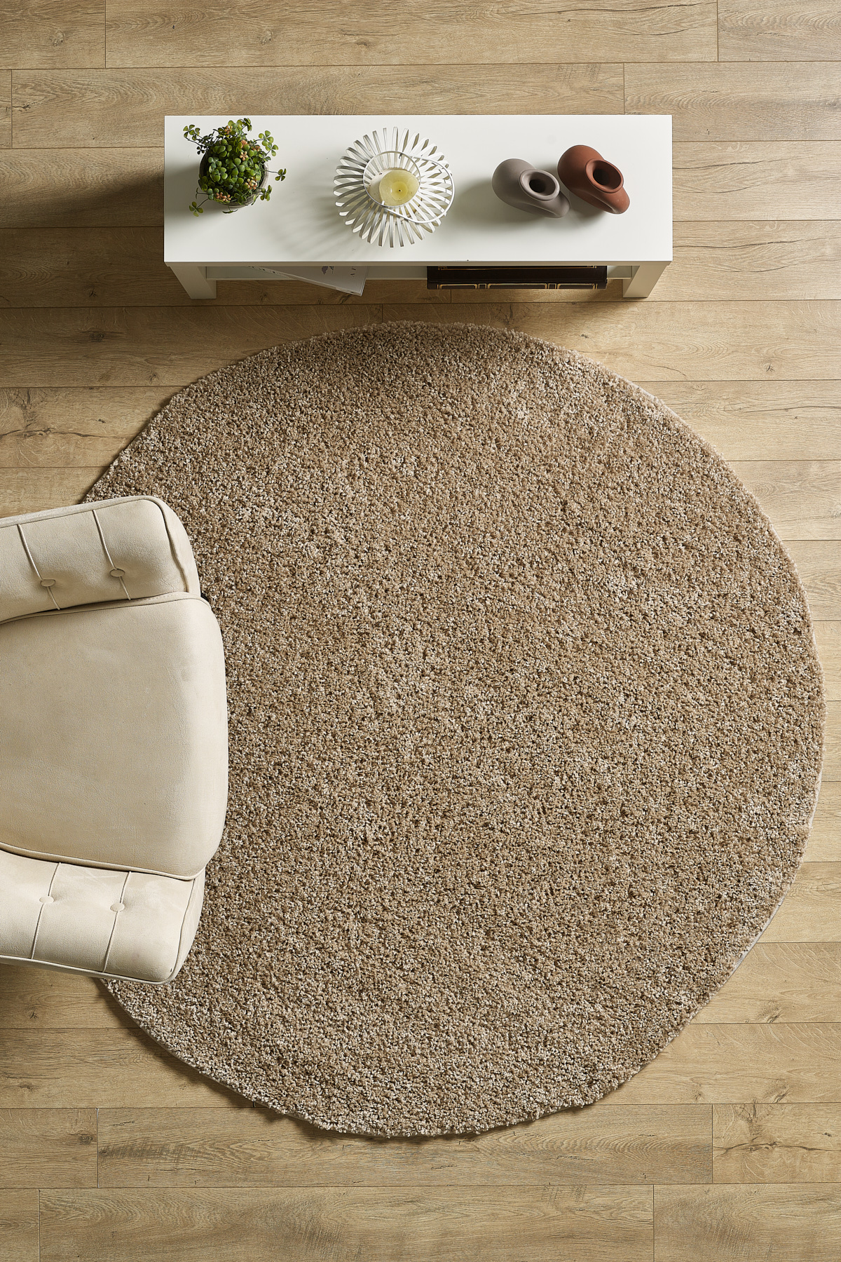 Anaska Home Modern Tasarim Uzun Tüylü Peluş Bej Shaggy Oturma Odasi Salon Beb