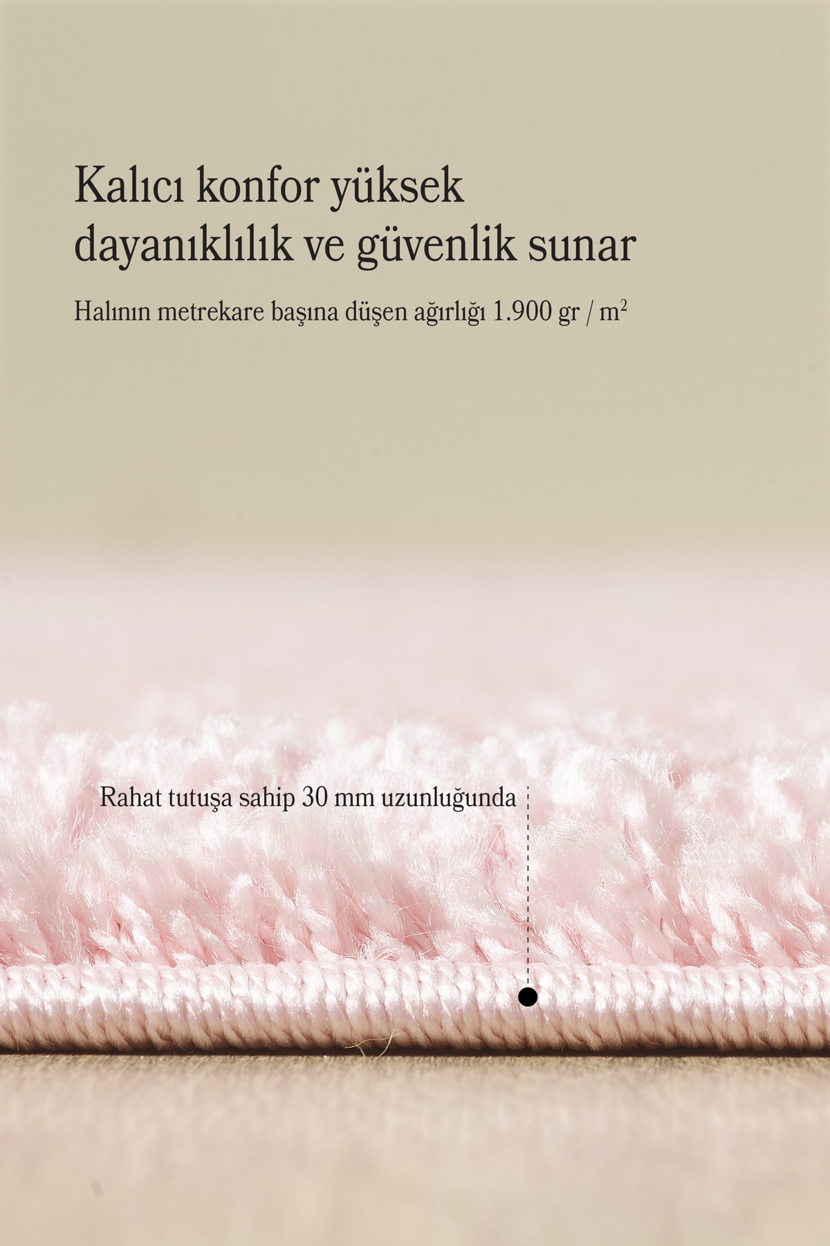 Anaska Home Modern Tasarim Uzun Tüylü Peluş Pembe Shaggy Oturma Odasi Salon B