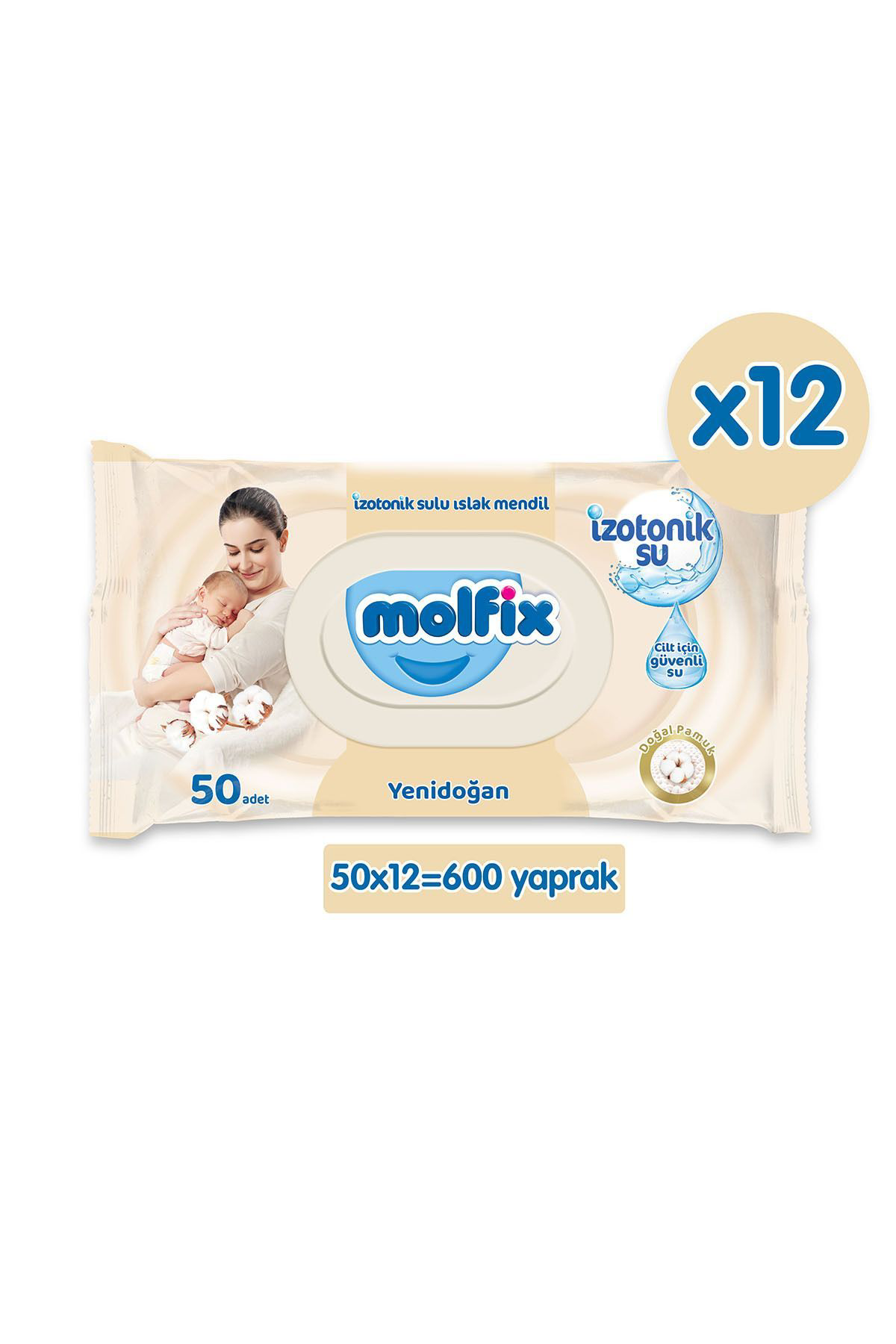 Molfix  İzotonik Sulu Mendil Yenidoğan 50 Li X 12 Adet (600 Yaprak