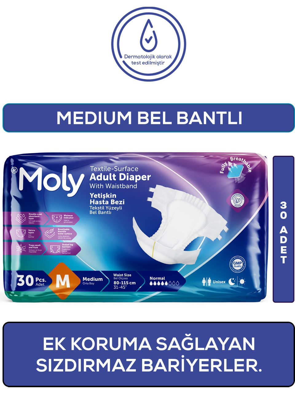 Moly  Bel Bantli Hasta Bezi Medium 30'Lu