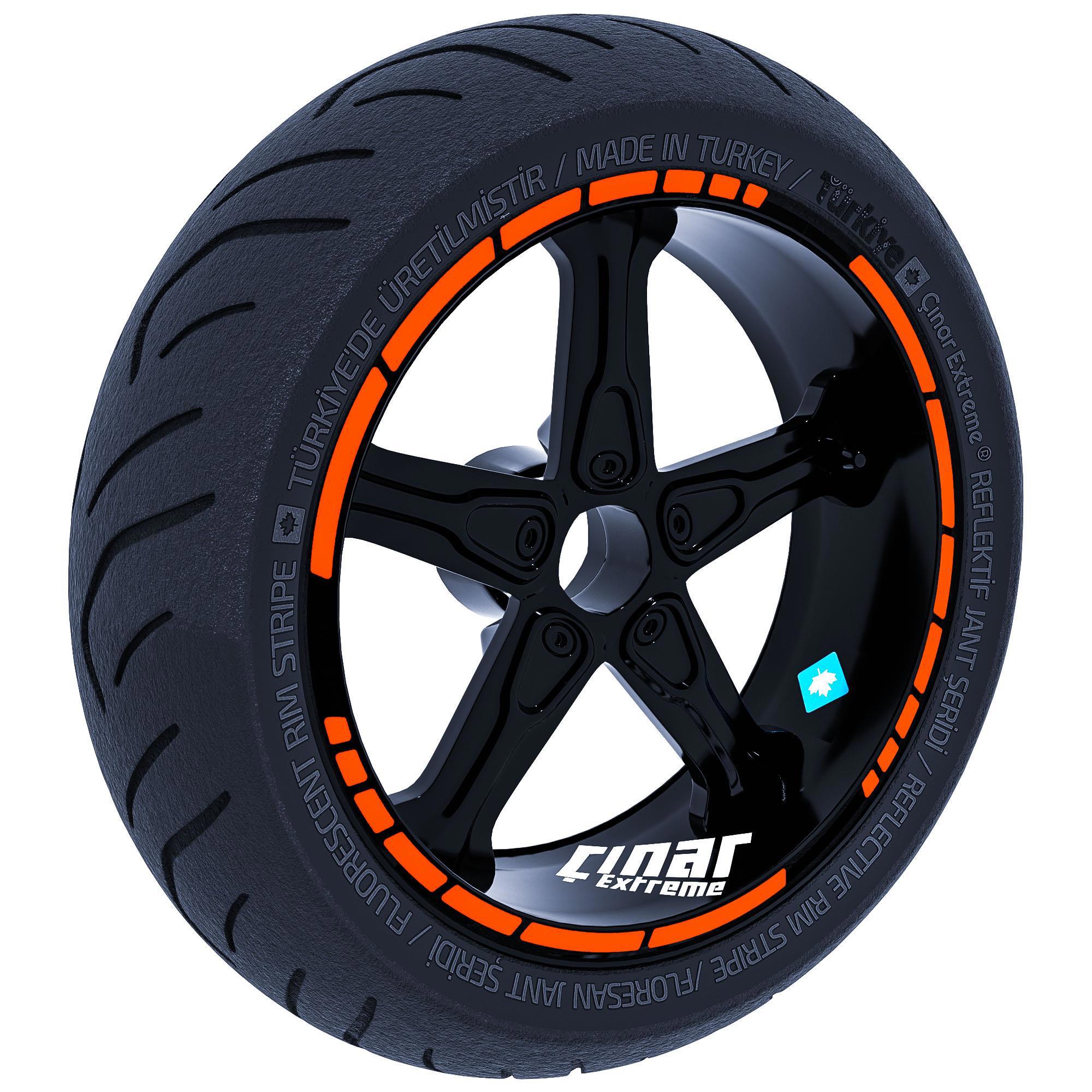 Çinar Extreme Moto Gp Stili Alev Turuncusu Jant Şeridi Sticker  
