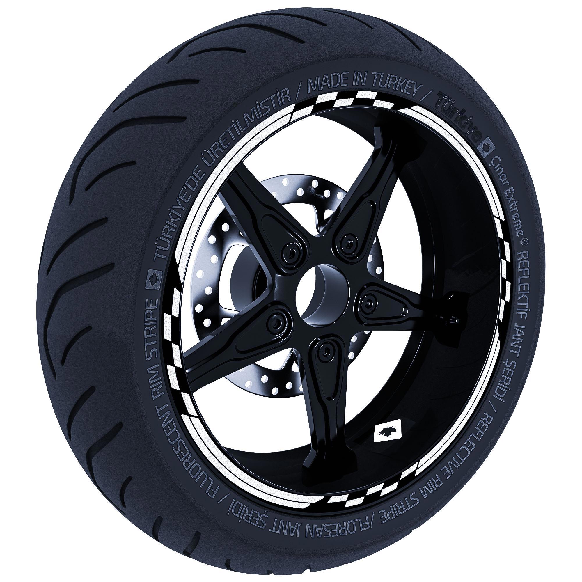 Çinar Extreme Moto Gp Yariş Bayrakli Reflektif Gri Jant Şeridi Sticker Çinar Ex