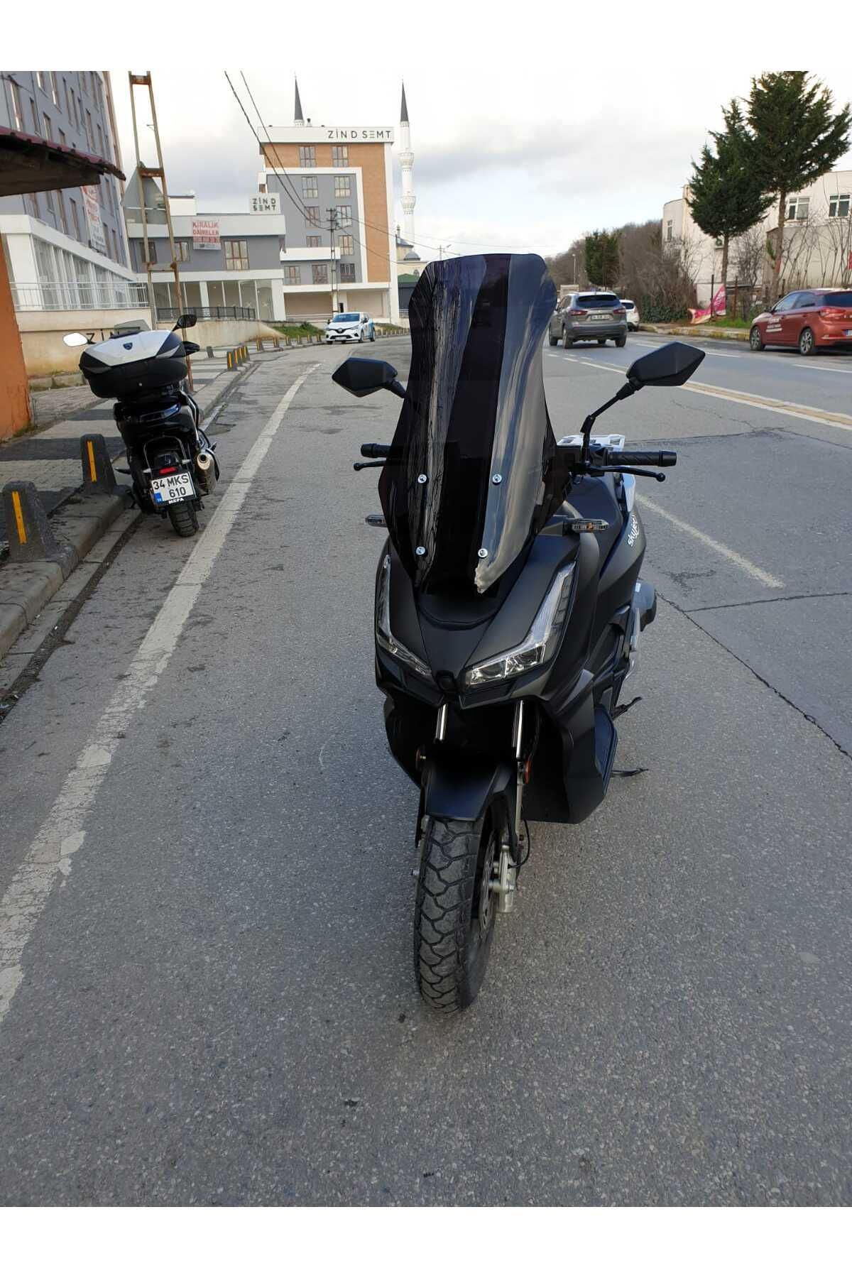 Motocam  Skyjet Rivero 125 Siperlik Ön Cam 2025 Model 57Cm Siyah R