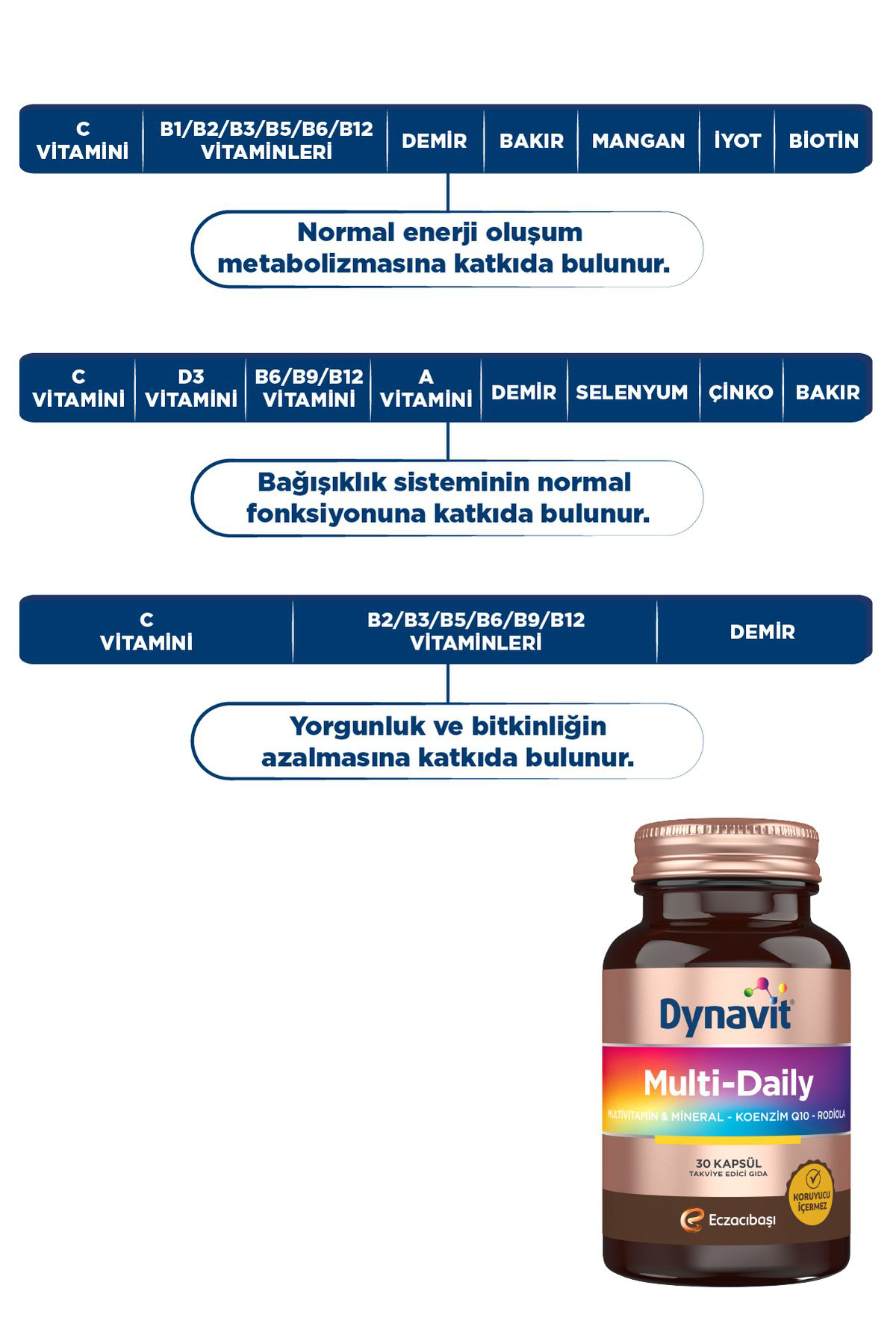 Dynavit Multi-Daily 30 Kapsül - Koenzim Q10, Rhodiola Ekstresi, Multivita