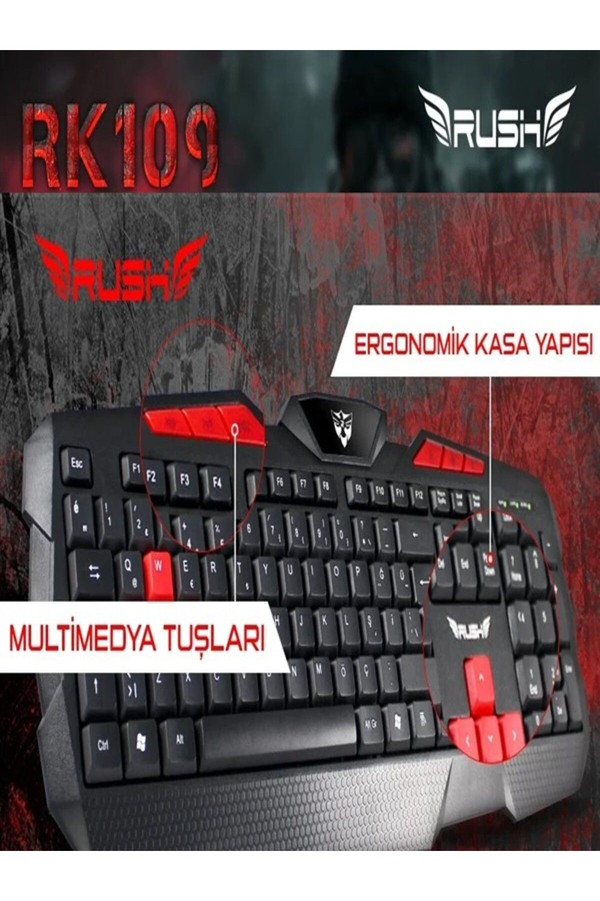 Rusher Multimedya Oyun Klavyesi Q/Tr