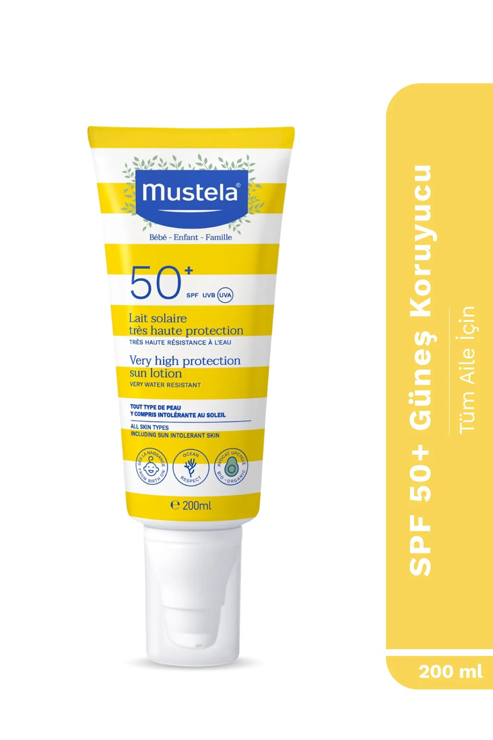 Mustela  Spf50+ Çok Yüksek Koruma Faktörlü Güneş Losyonu 200Ml + H