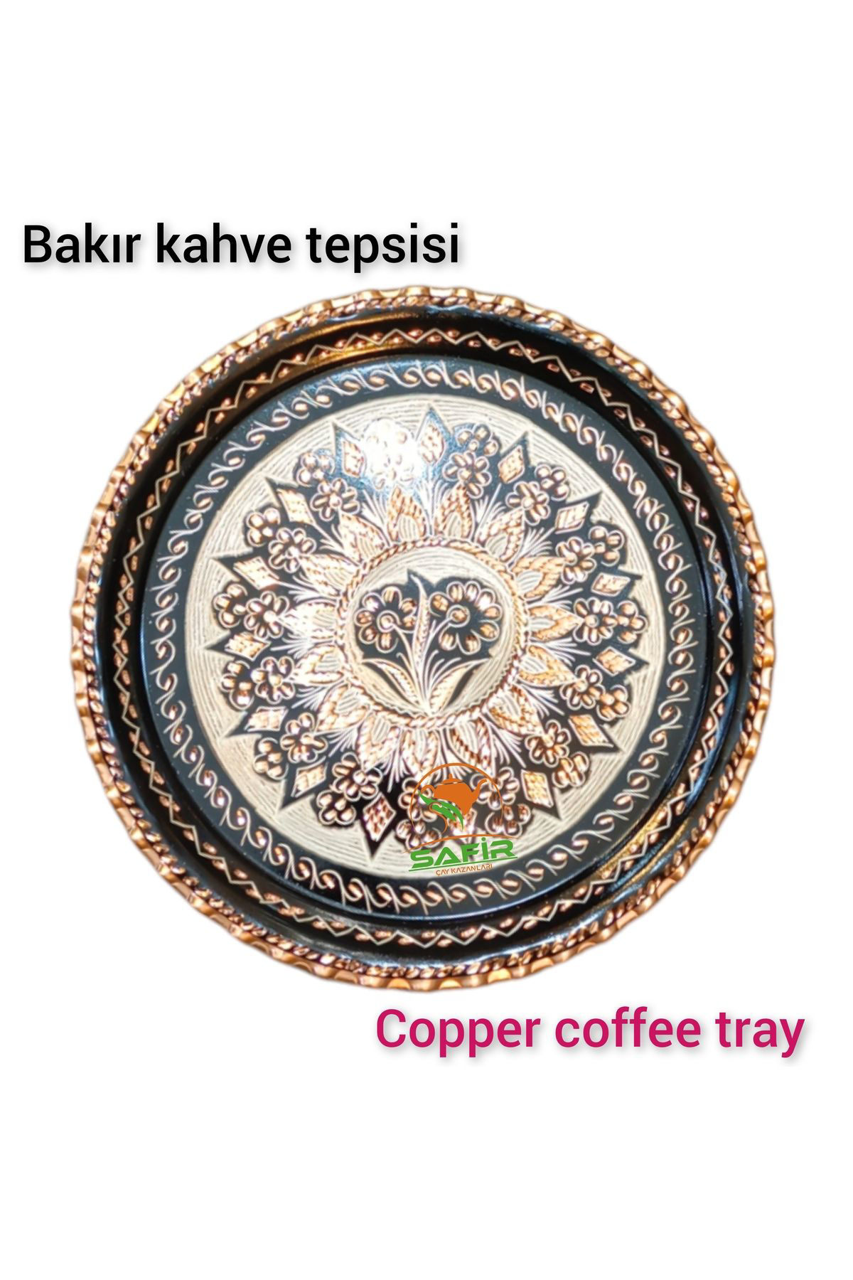 Safir Çay Kazanlari Nakişğah Bakir Kahve Fincan Takimi Bakir Kahvelik 2 Kişilik Bakir