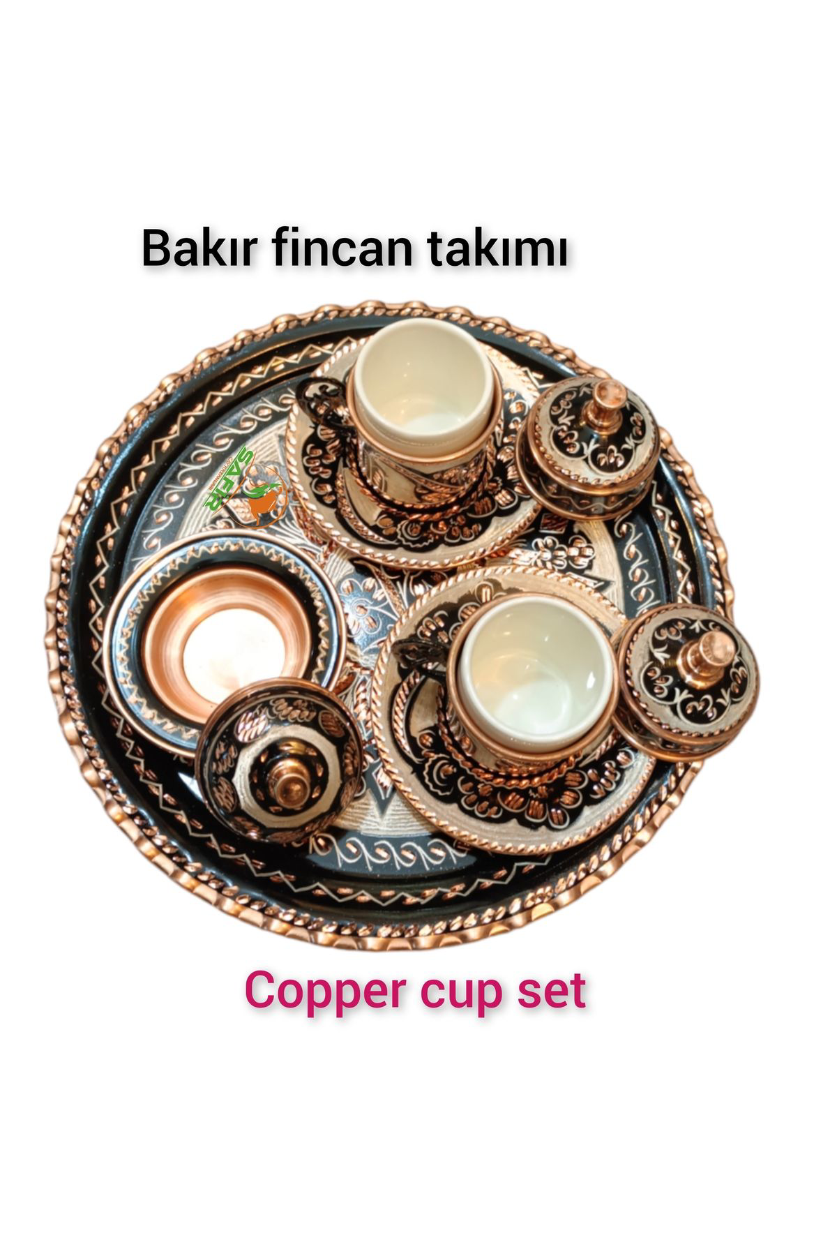 Safir Çay Kazanlari Nakişğah Bakir Kahve Fincan Takimi Bakir Kahvelik 2 Kişilik Bakir