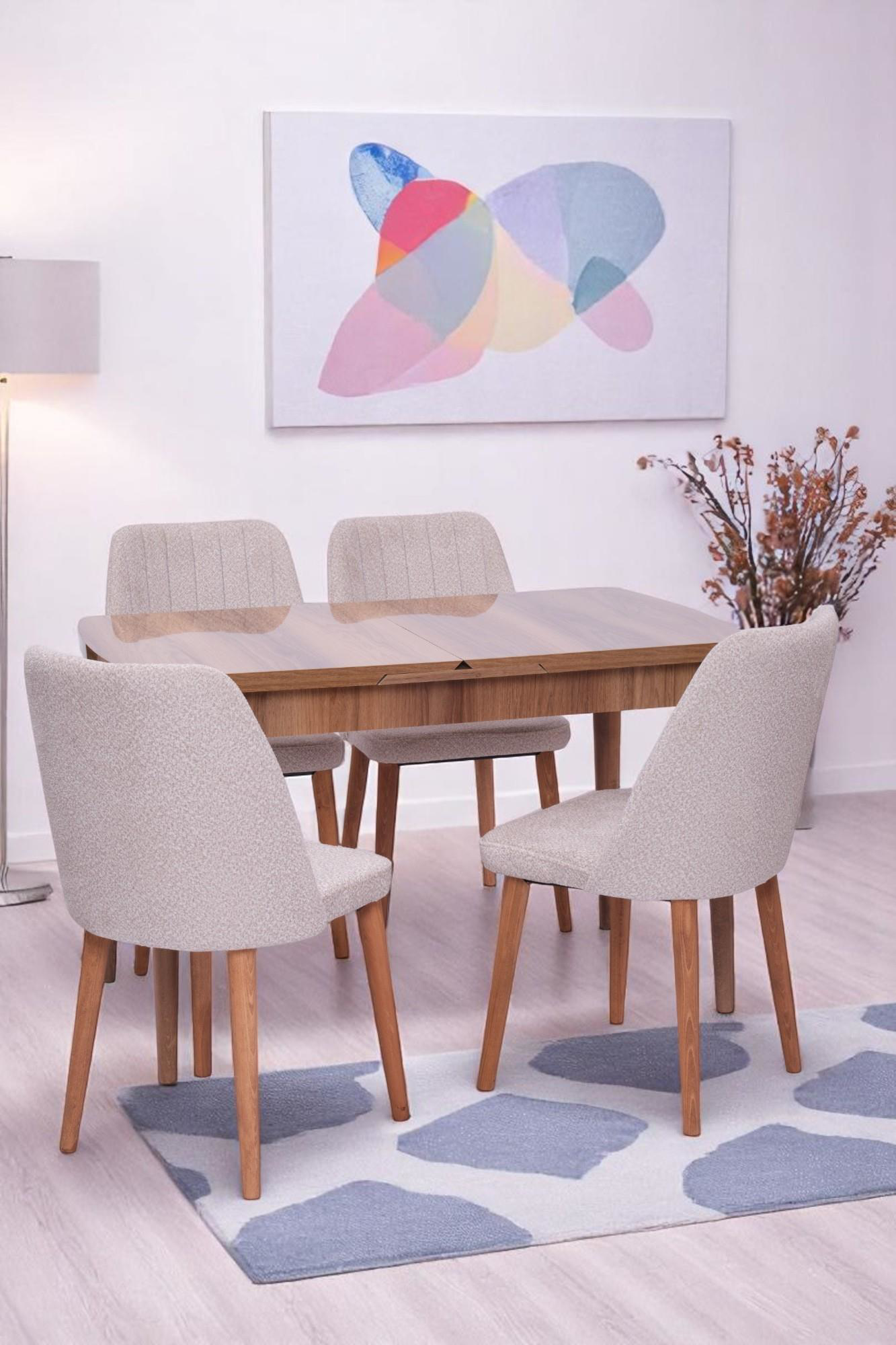 Erezogullari Mobilya Nehir Milano Mdf Lak Panel Açilir Mutfak Masa Takimi 75X130cm