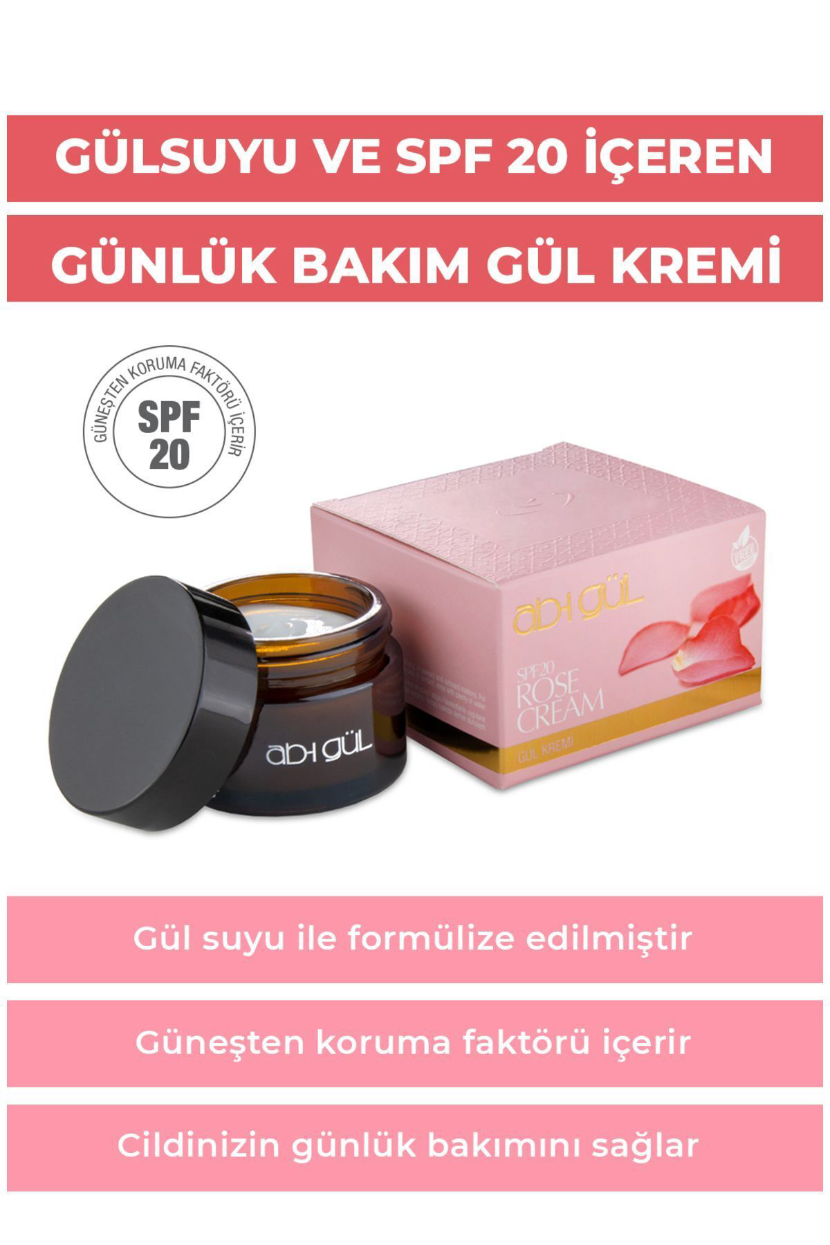Ab-İ Gül Nemlendirici Gündüz Gül Kremi 45 Ml - Spf20 Koruma