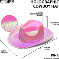 İhtiyaçavm Neon Hologramli Kovboy Model Parti Şapkasi Pembe Yetişkin 39X36x1