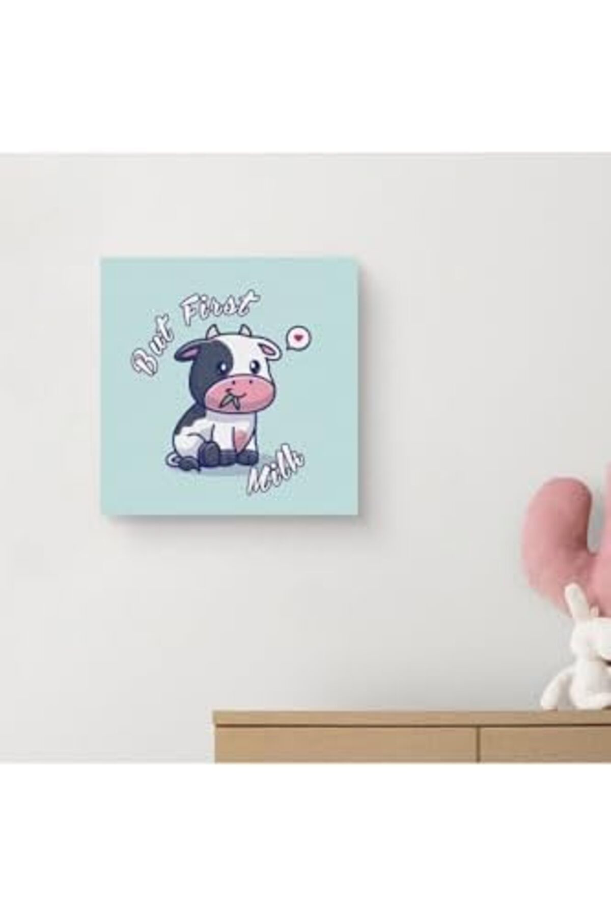 Luxe Niffa Shop But First Milk | Bebek Odasina Özel Kanvas 25 X 25 Cm