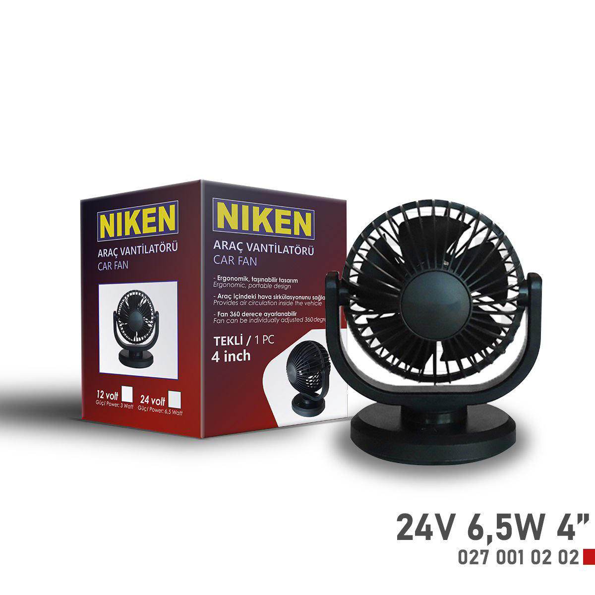 Drs Tuning Niken Küçük Tek Başli 24V Vantilatör 4 İnç 6,5W