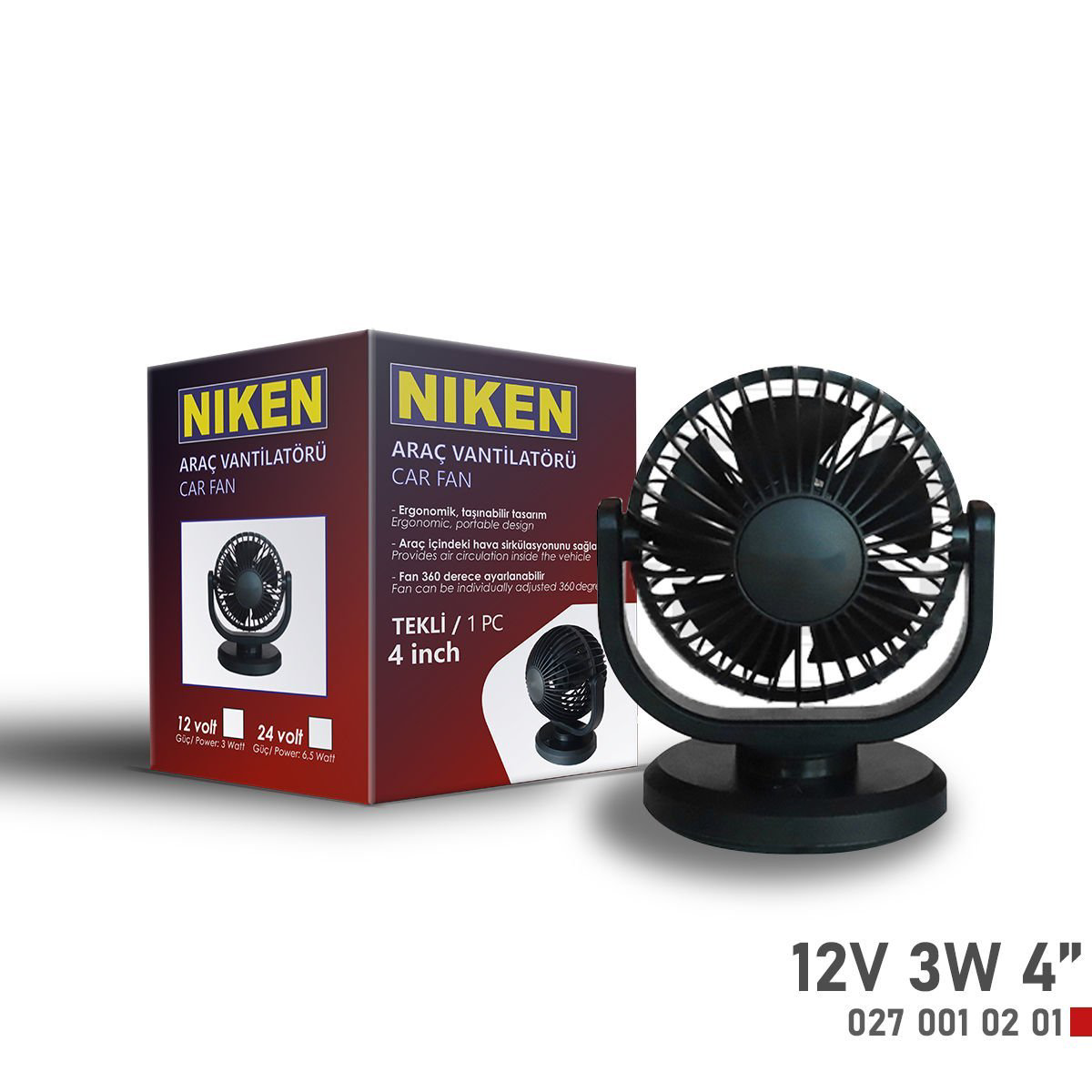 Drs Tuning Niken Küçük Tek Başli 12V Vantilatör 4 İnç 3W