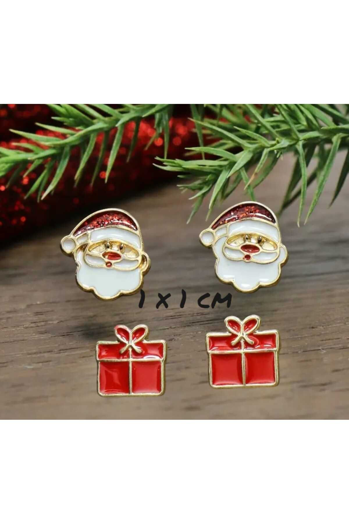 Bijuteri Küpe Noel Baba & Hediye Paketi 2'Li Küpe