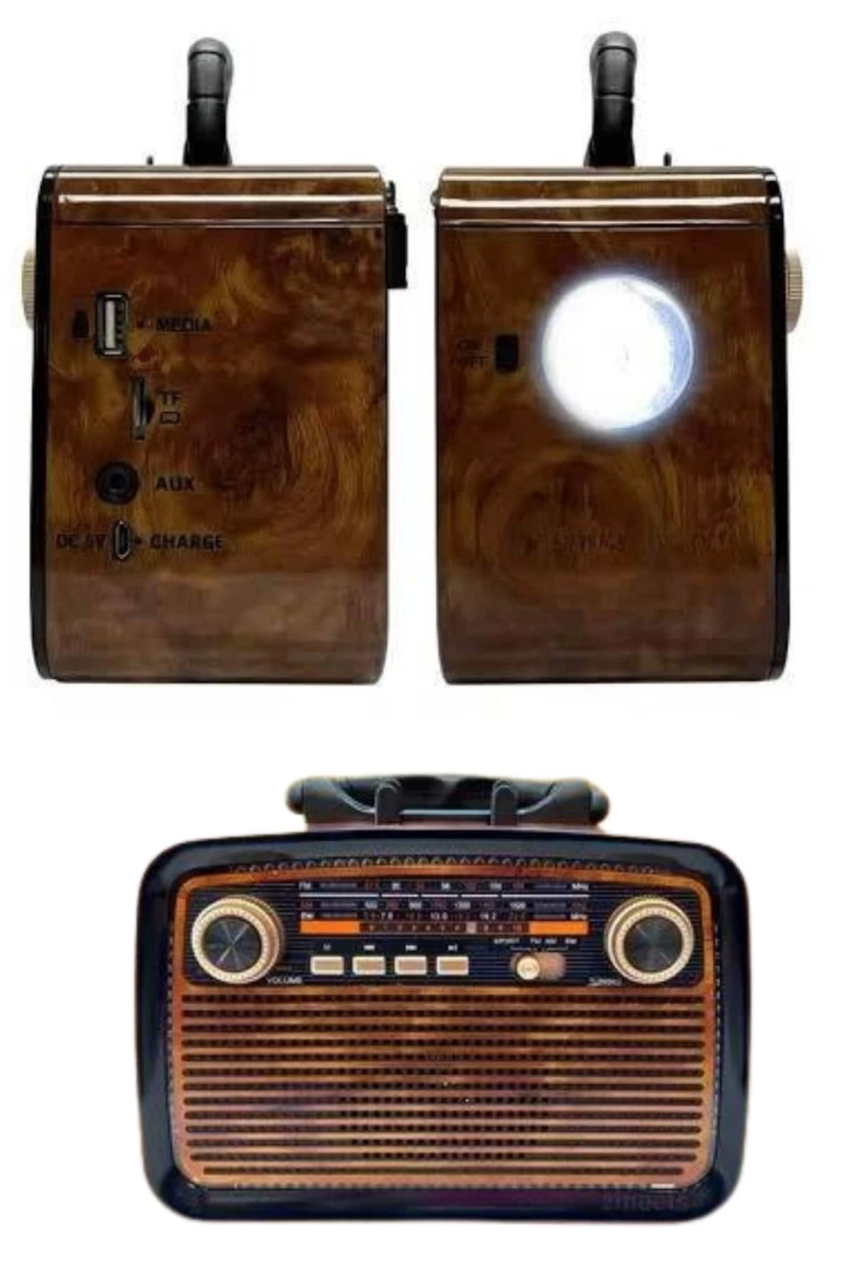 Pamiravm Nostalji Radyo Bluetooth Hoparlör Usb-Sd Kart Giriş Led Fener İşi