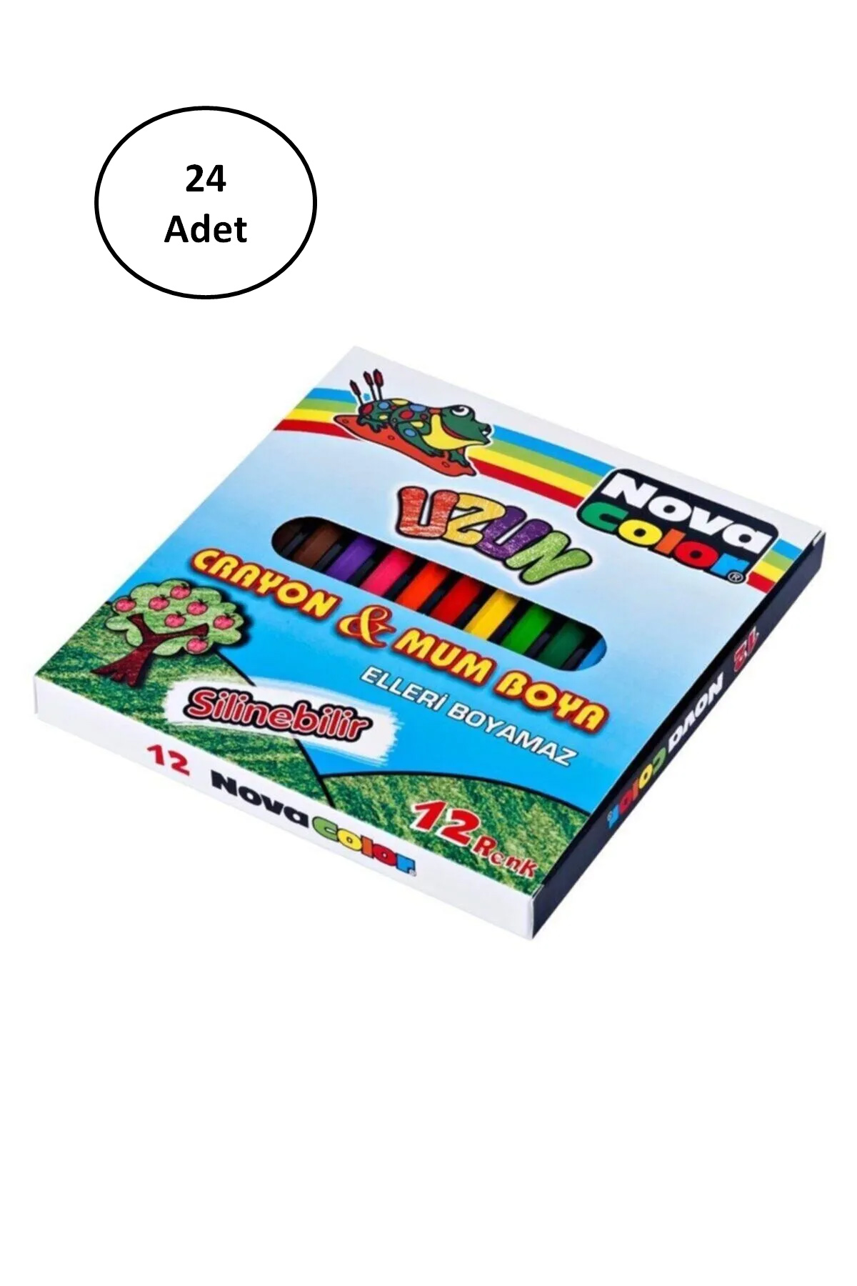 Just Cheap Store Nova Color Renkli Uzun Mum Boya 12'Li 24 Adet