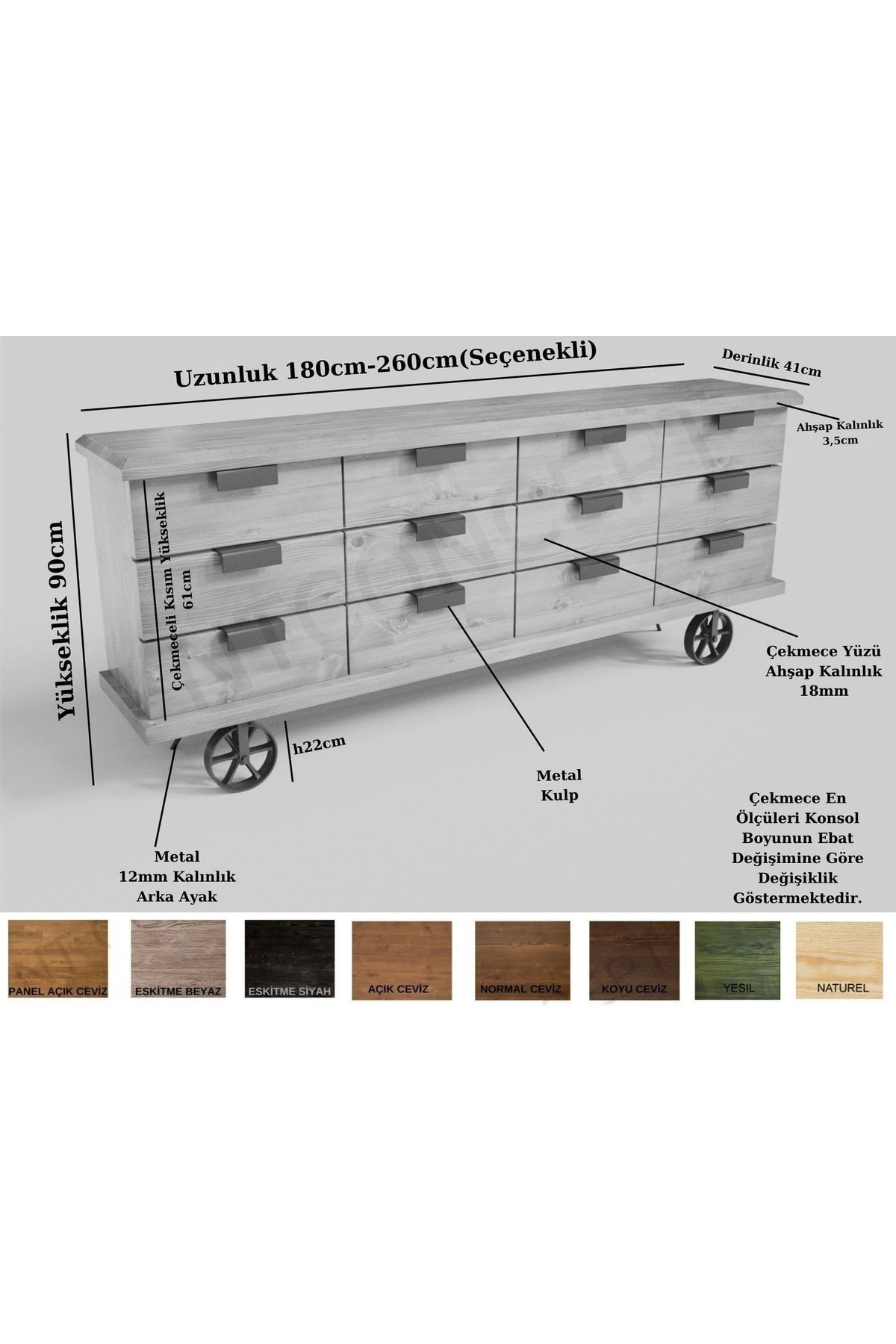 Nt Concept Ntconcept Ahe Çekmeceli Masif Ahşap Konsol(200Cm)