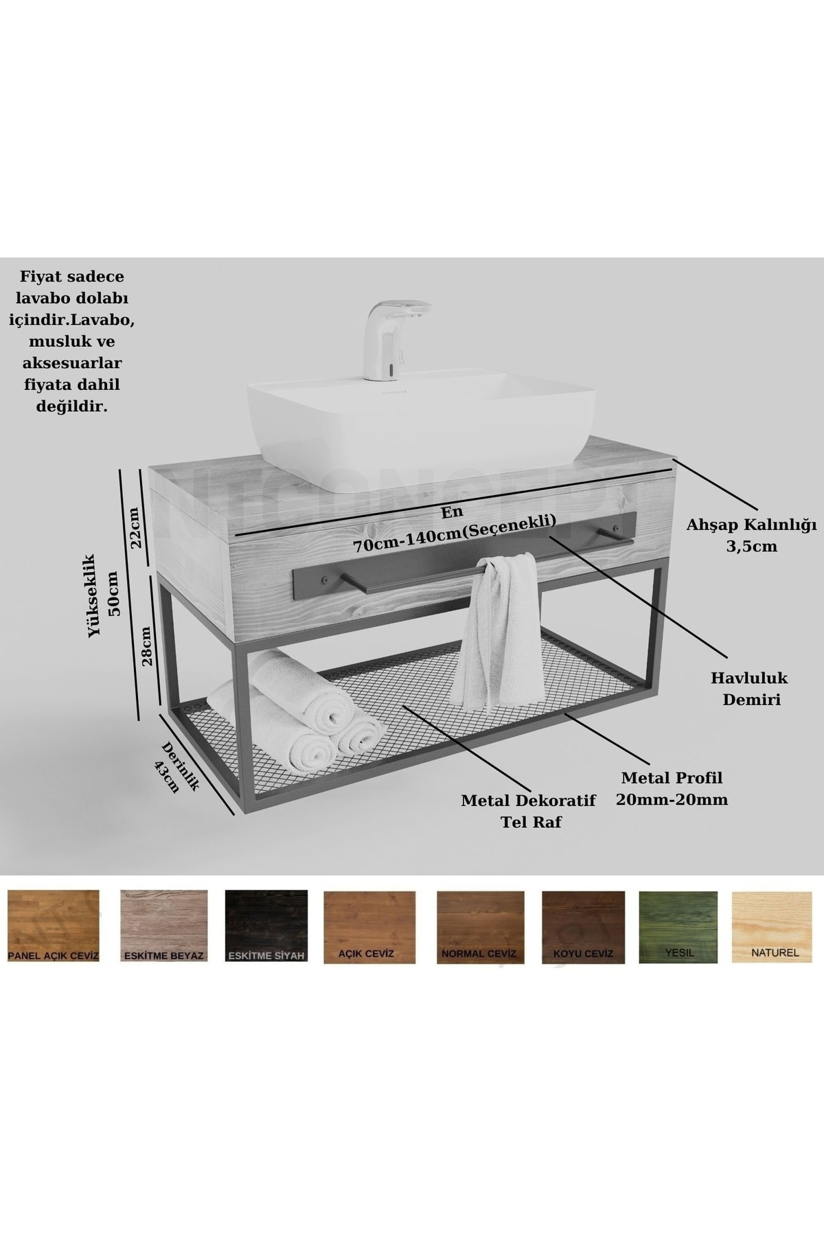 Nt Concept Ntconcept Are Masif Ahşap Lavabo Dolabi Hilton(90Cm)