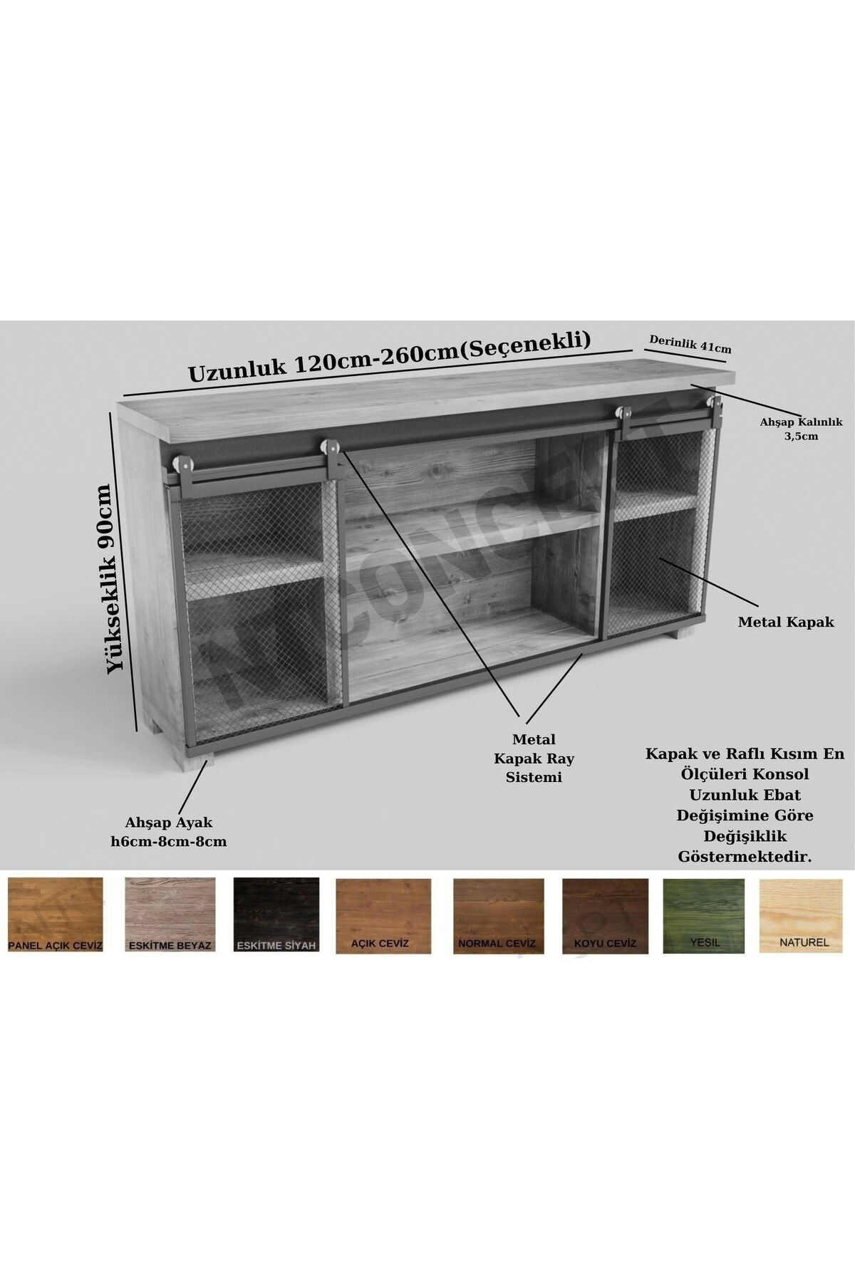 Nt Concept Ntconcept Arme Doğal Ahşap Ray Kapak Konsol(120Cm)