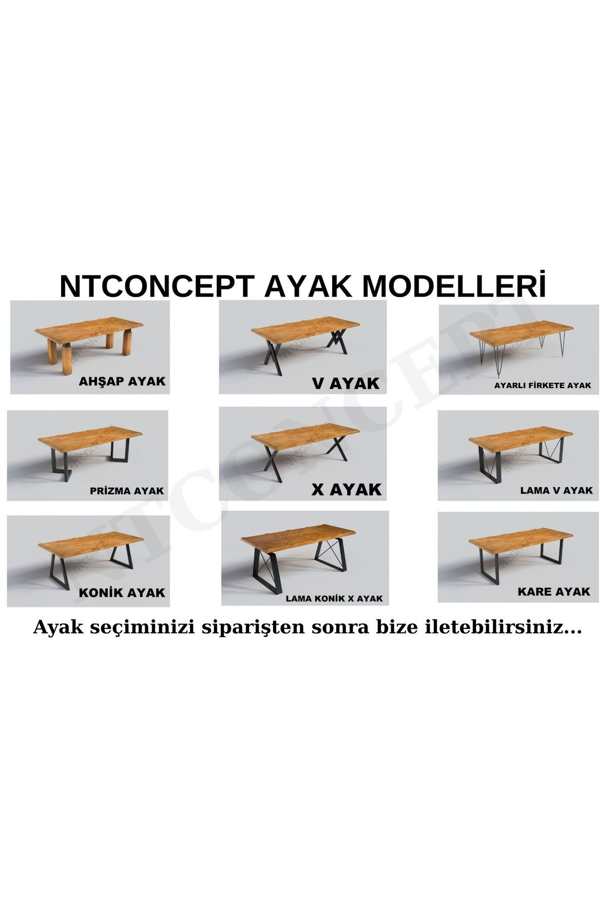 Nt Concept Ntconcept Doğal Ahşap Açik Ceviz Renk-V Ayak Masa(60Cm-120Cm-H76c