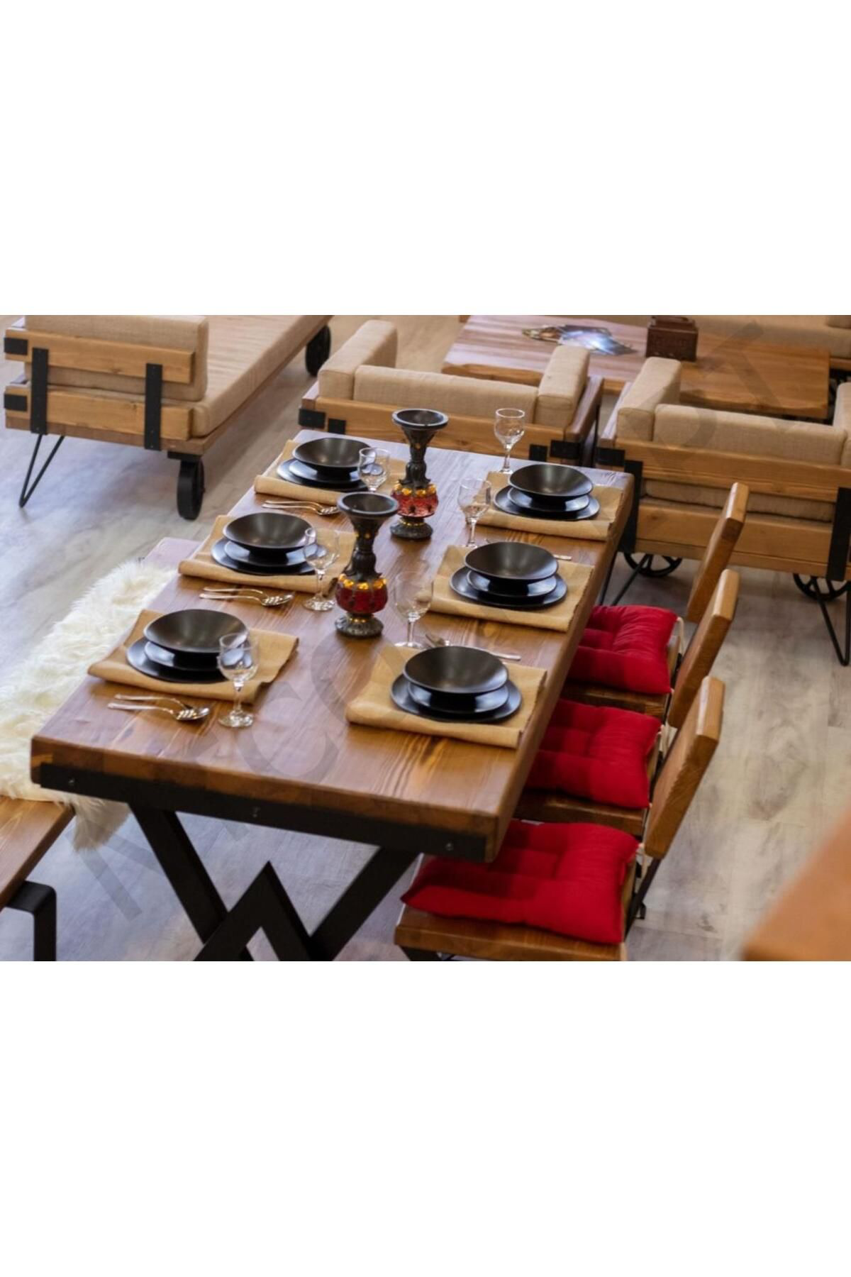 Nt Concept Ntconcept Doğal Ahşap Açik Ceviz Renk-V Ayak Masa(60Cm-120Cm-H76c