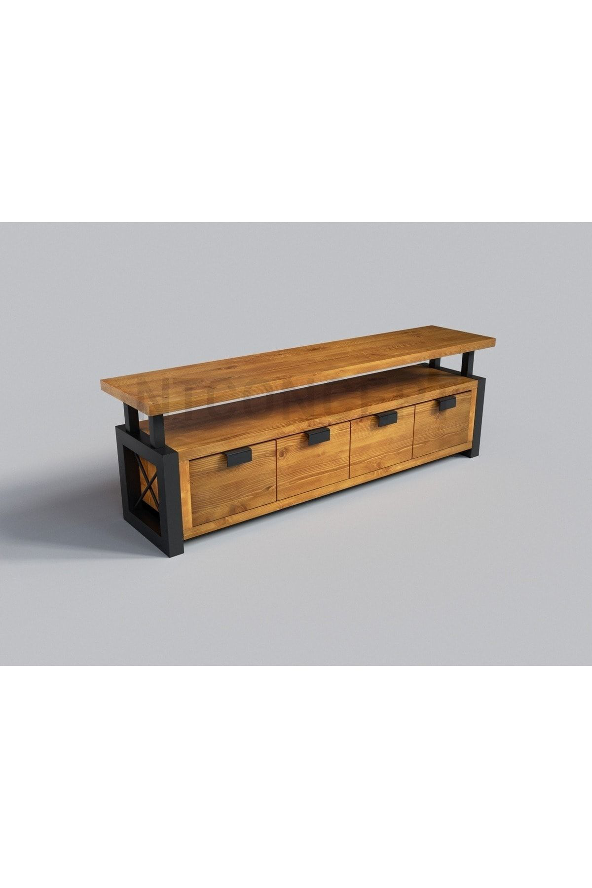 Nt Concept Ntconcept Doğal Ahşap Tv Stand(Uzunluk 220Cm-Yükseklik 60Cm-Derin